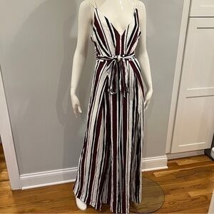 Robertson & Rodeo Feeling Fine Striped Jumpsuit Wine